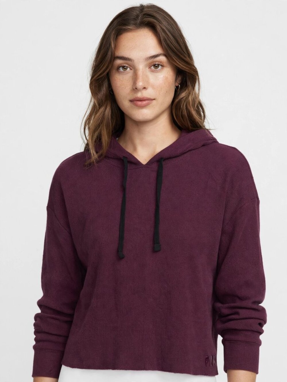 Victoria's Secret PINK Cropped Hoodie – L (Burgundy)
